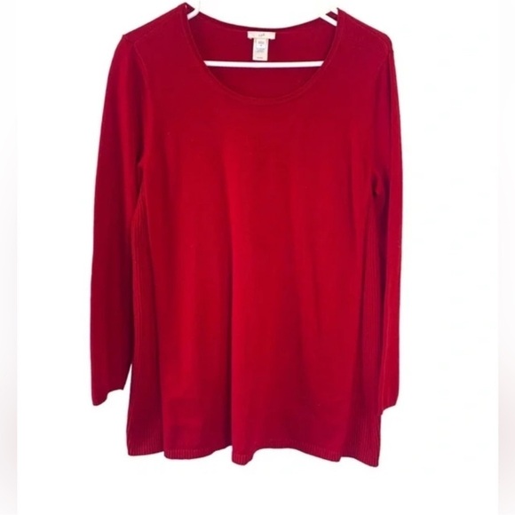PETITE SMALL J Jill true Red Scoop Neck
Lightweight Ribbed Sides Sweater - Picture 12 of 16